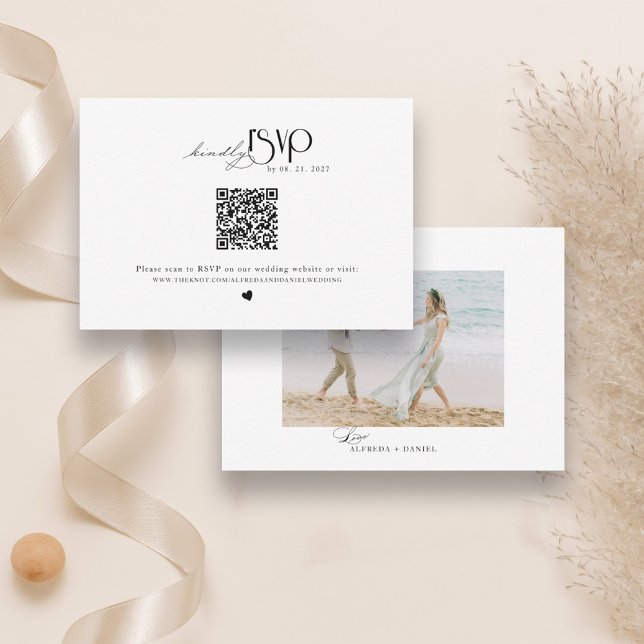 QR-Code der Minimalistischen Hochzeitwebsite RSVP Karte (Von Creator hochgeladen)