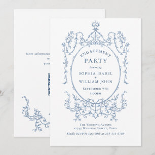 QR-Code der viktorianischen Dusty Blue ENGAGEMENT  Einladung