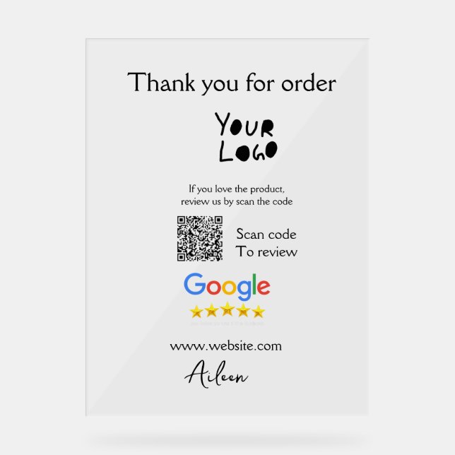 QR-Code der Website des Google-Reviews Acrylschild (Vorderseite)