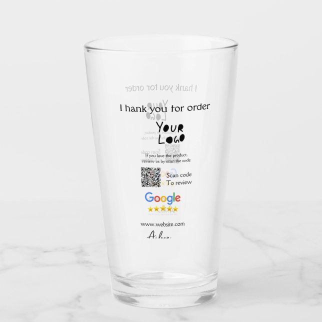 QR-Code der Website des Google-Reviews Glas (Vorderseite)