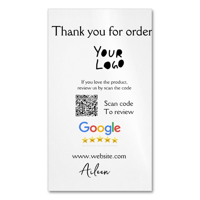 QR-Code der Website des Google-Reviews Magnetische Visitenkarte (Vorderseite Vertikal)