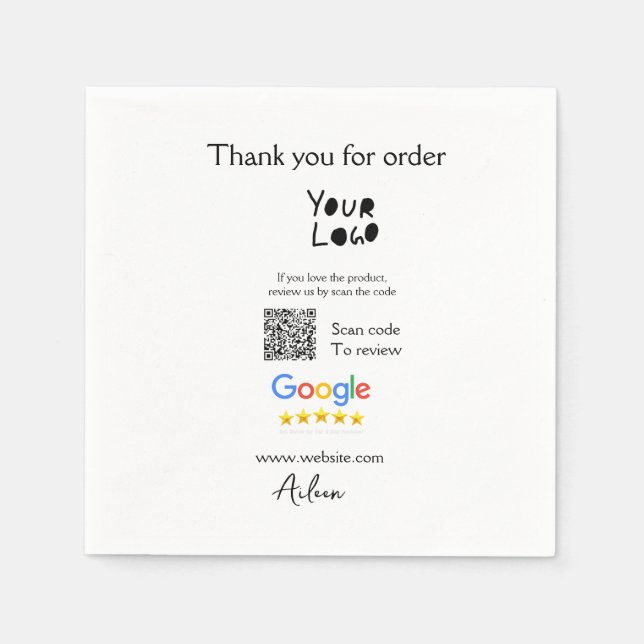 QR-Code der Website des Google-Reviews Serviette (Vorderseite)