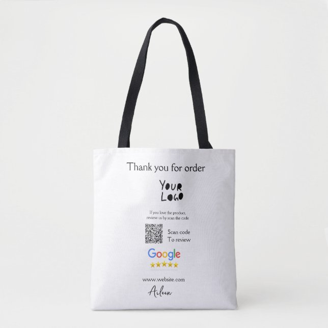 QR-Code der Website des Google-Reviews Tasche (Vorderseite)