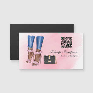 QR-Code des Designers für rosa und goldene Mode Magnetkarte