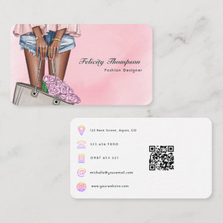 QR-Code des Designers für rosa und goldene Mode Visitenkarte