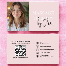 QR-Code des Massagetherapeuten Rosa Foto Visitenkarte