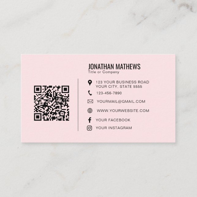 QR-Code des Minimalistischen Beruflich rosa Untern Visitenkarte (Rückseite)