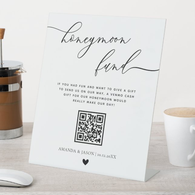 QR-Code des modernen Honeymoon-Fonds für Kalligraf Sockelschild (In Situ)