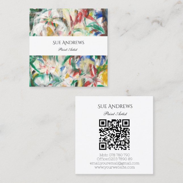 QR-Code des Personalisierten Dreiecks Wasserfarbe Quadratische Visitenkarte (Vorne/Hinten)