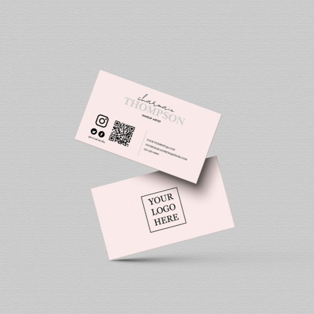 QR-Code des Social Media-Symbols "Modern Blush Pin Visitenkarte (Von Creator hochgeladen)