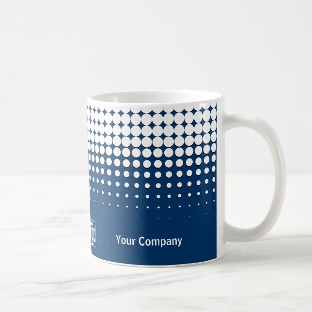 QR-Code des Unternehmens Halb tone Blau Schwarz-we Kaffeetasse (Rechts)