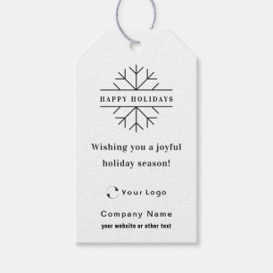 QR-Code des White Modern Christmas Business-Logos Geschenkanhänger