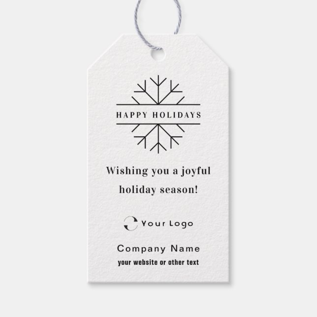 QR-Code des White Modern Christmas Business-Logos  Geschenkanhänger (Vorderseite)