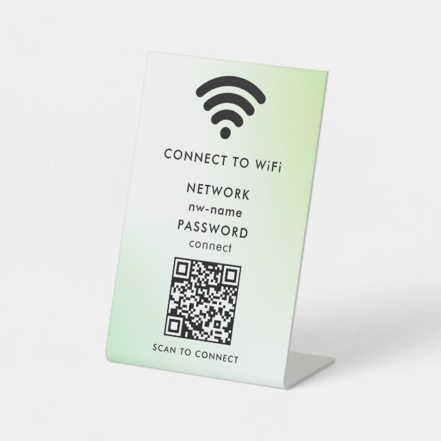 QR-Code des WiFi-Netzwerks scannen, um das Interne Sockelschild (Vorderseite)