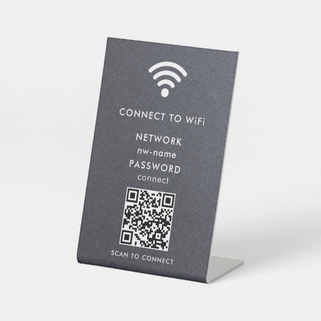 QR-Code des WiFi-Netzwerks scannen, um das Interne Sockelschild (Vorderseite)