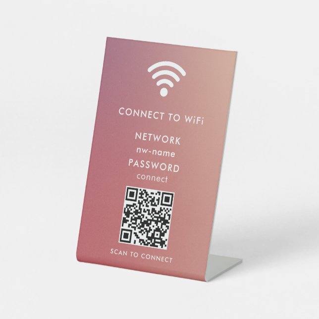 QR-Code des WiFi-Netzwerks scannen, um das Interne Sockelschild (Vorderseite)