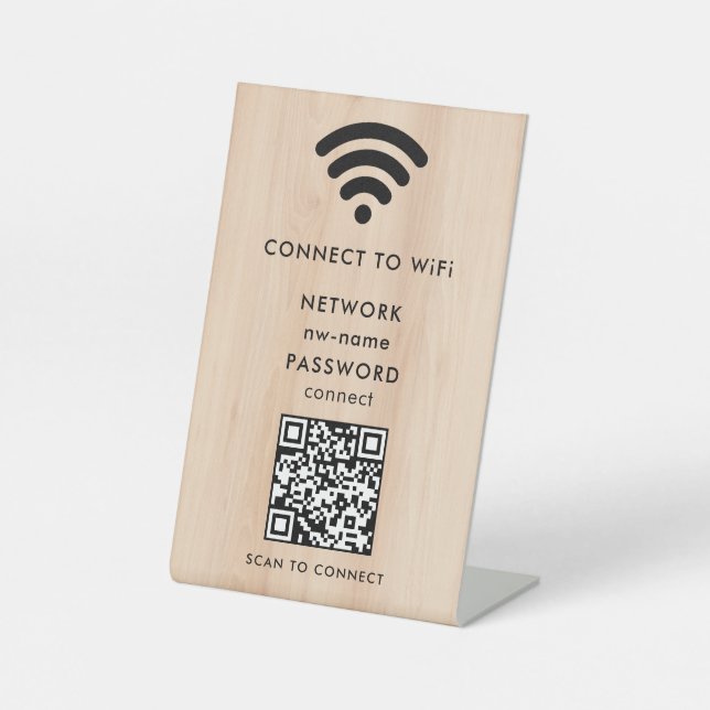 QR-Code des WiFi-Netzwerks scannen, um das Interne Sockelschild (Vorderseite)