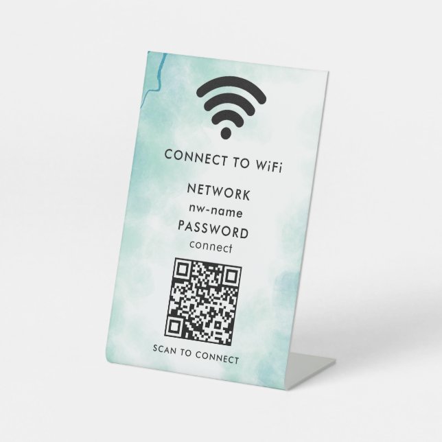 QR-Code des WiFi-Netzwerks scannen, um das Interne Sockelschild (Vorderseite)