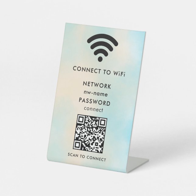 QR-Code des WiFi-Netzwerks scannen, um das Interne Sockelschild (Vorderseite)