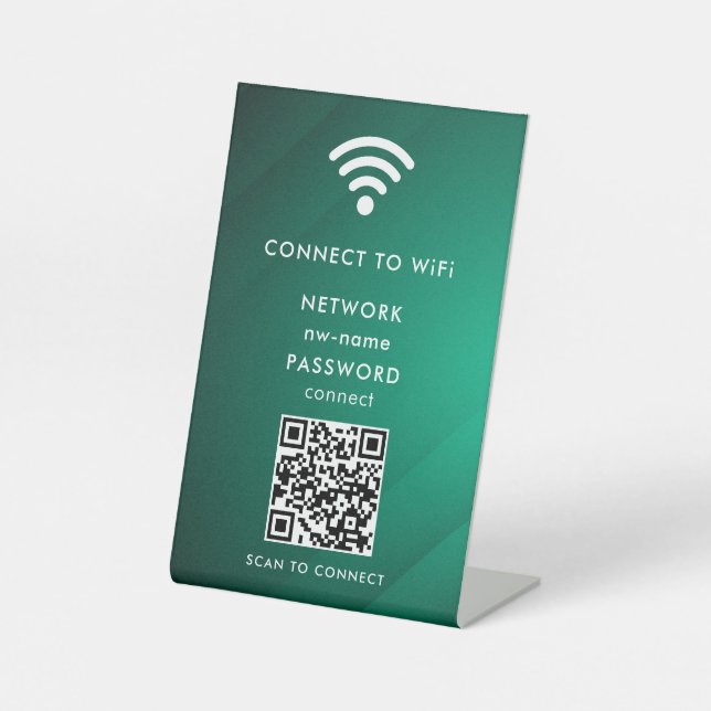 QR-Code des WiFi-Netzwerks scannen, um das Interne Sockelschild (Vorderseite)