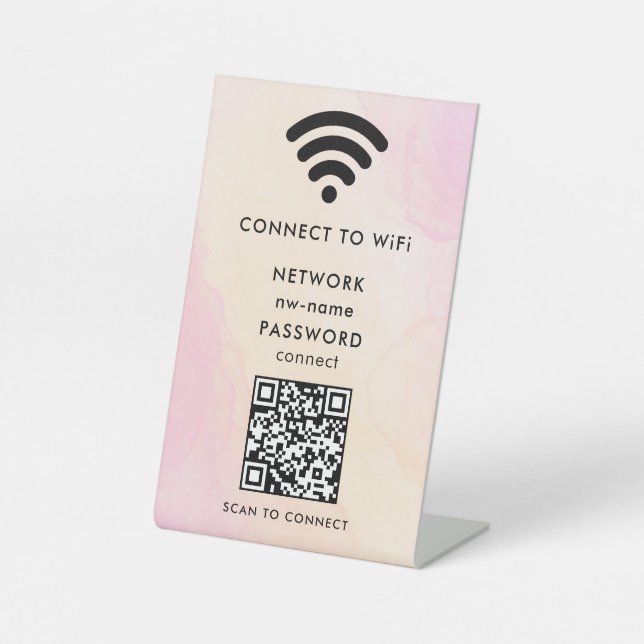 QR-Code des WiFi-Netzwerks scannen, um das Interne Sockelschild (Vorderseite)