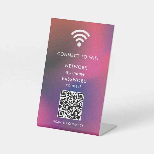 QR-Code des WiFi-Netzwerks scannen, um das Interne Sockelschild (Vorderseite)