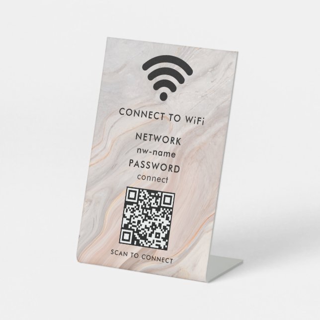 QR-Code des WiFi-Netzwerks scannen, um das Interne Sockelschild (Vorderseite)