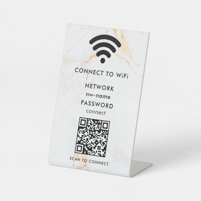 QR-Code des WiFi-Netzwerks scannen, um das Interne Sockelschild (Vorderseite)