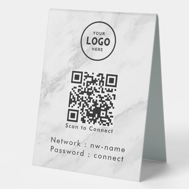 QR-Code des WiFi-Netzwerks scannen, um das Interne Tischaufsteller (Vorderseite)