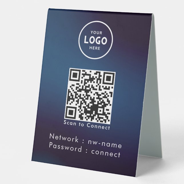 QR-Code des WiFi-Netzwerks scannen, um das Interne Tischaufsteller (Vorderseite)