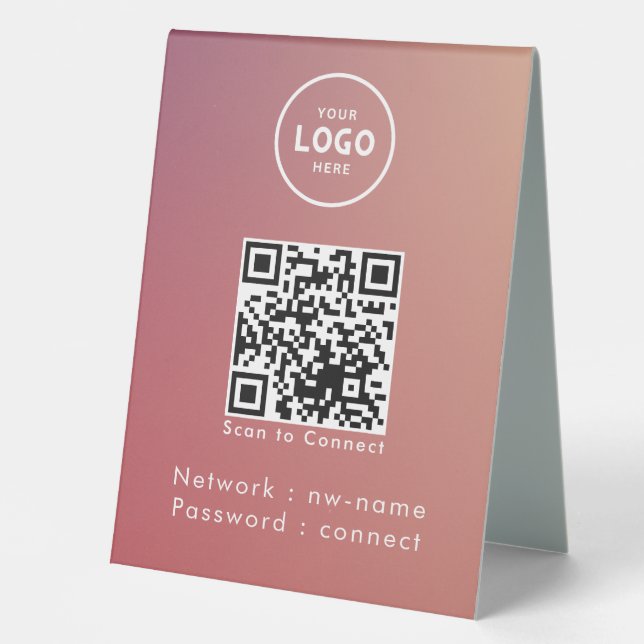 QR-Code des WiFi-Netzwerks scannen, um das Interne Tischaufsteller (Vorderseite)
