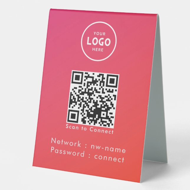 QR-Code des WiFi-Netzwerks scannen, um das Interne Tischaufsteller (Vorderseite)
