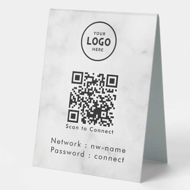 QR-Code des WiFi-Netzwerks scannen, um das Interne Tischaufsteller (Vorderseite)