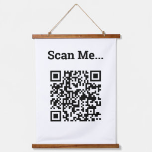 QR-Code-Design Wandteppich Mit Holzrahmen