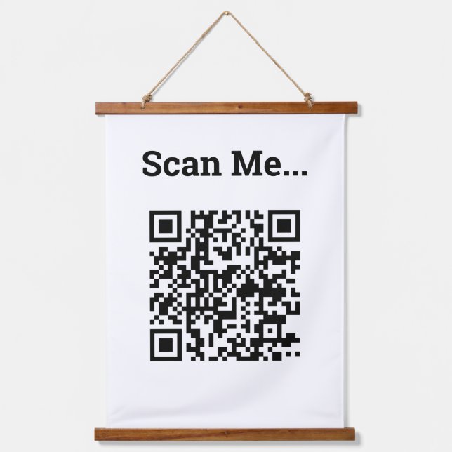 QR-Code-Design Wandteppich Mit Holzrahmen (Vorderseite)