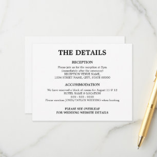 QR-Code-Detailkarte für Minimalistische Hochzeiten Begleitkarte