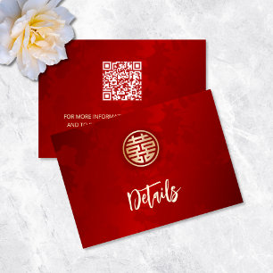 QR-Code Details zur Hochzeit in Rot-Chinesisch Begleitkarte