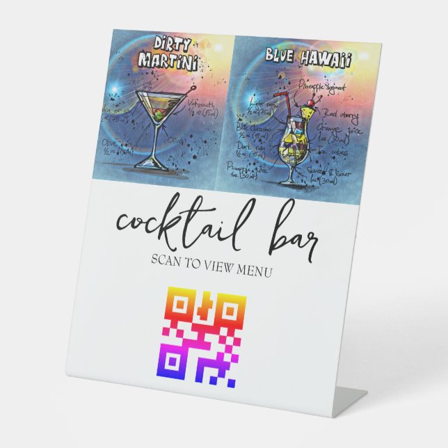 QR Code Digital Menu Cocktail Bar Sockelschild (Vorderseite)