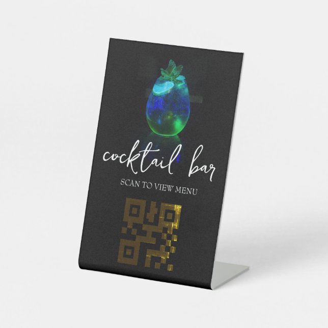 QR Code Digital Menu Cocktail Bar Sockelschild (Vorderseite)
