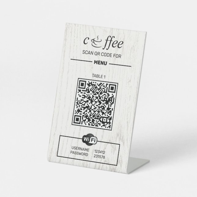 QR Code Digital Menu Holzschild Sockelschild (Vorderseite)