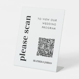 QR Code Digital Wedding Program Sign Sockelschild