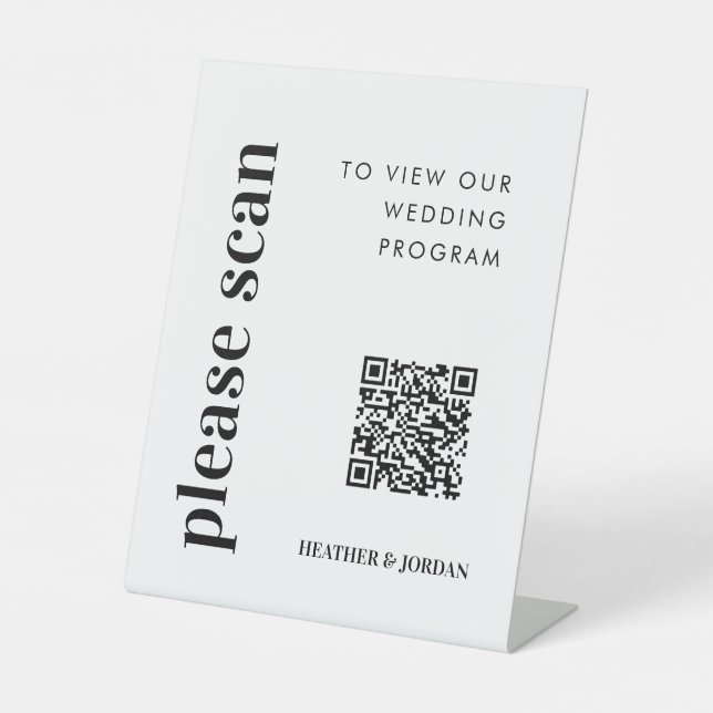 QR Code Digital Wedding Program Sign Sockelschild (Vorderseite)