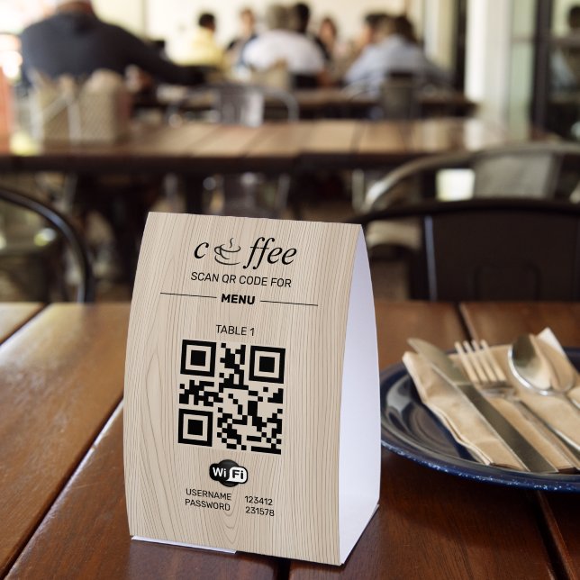 QR-Code-Digitalmenü Holzpapier Tischaufsteller (In Situ (Restaurant))