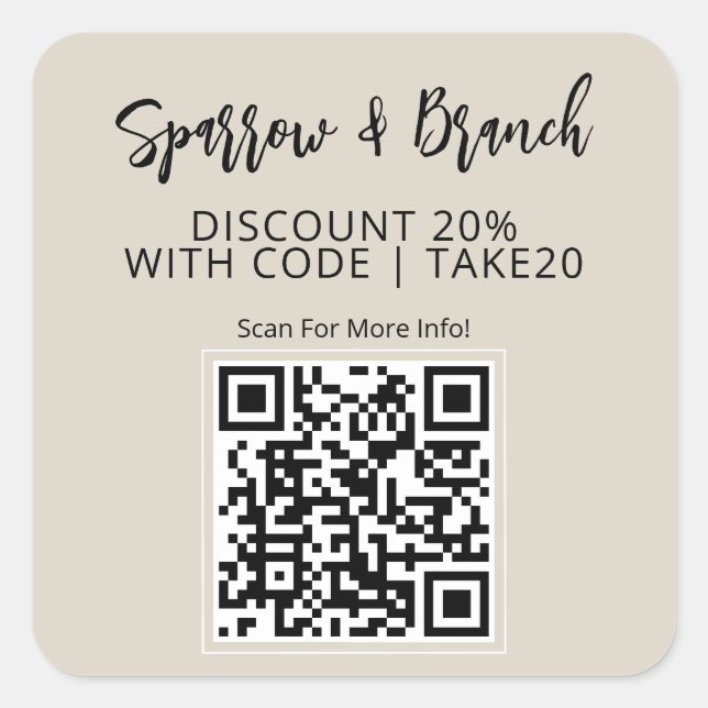 QR Code Discount Coupon Scanner Quadratischer Aufkleber (Vorderseite)
