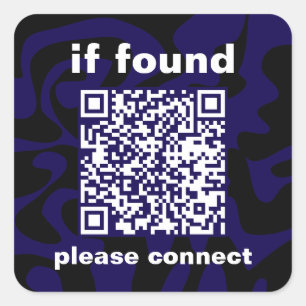 QR Code Dunkles Blau verloren gefunden Quadratischer Aufkleber