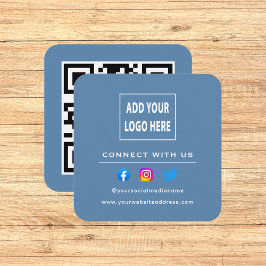 QR Code Dusty Blue Follow Scan To Connect With Us Quadratische Visitenkarte