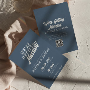 QR-Code Dusty Blue Moderne Lustige Whimsical Hochz Einladung