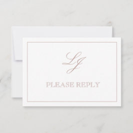QR Code Dusty Rose Script Monogram Wedding RSVP Karte