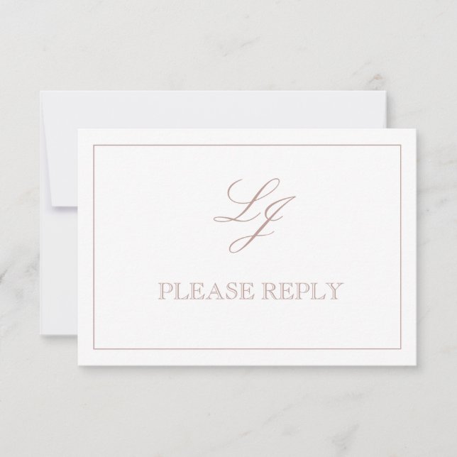 QR Code Dusty Rose Script Monogramme Mariage RSVP (Devant)