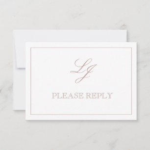QR Code Dusty Rose Script Monogramme Mariage RSVP